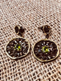 Earrings Black Gold Filled Tungsten Green