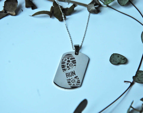 Run! Dog Tag Personalized Necklace – For the Passionate Runner