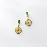 Earrings-Green-Stones-Flower