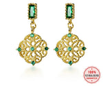 Earrings-Green-Stones-Flower